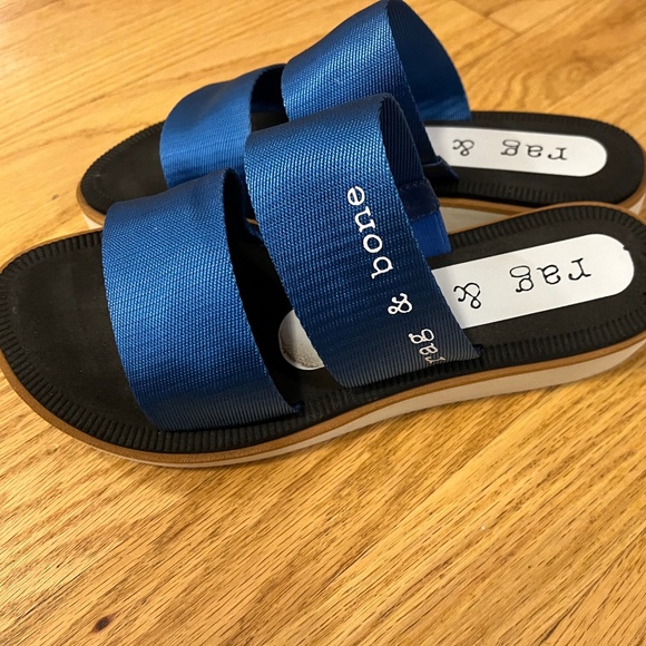 rag & bone Shoes - Rag & Bone Slide Sandals Blue, White & Black Size 6